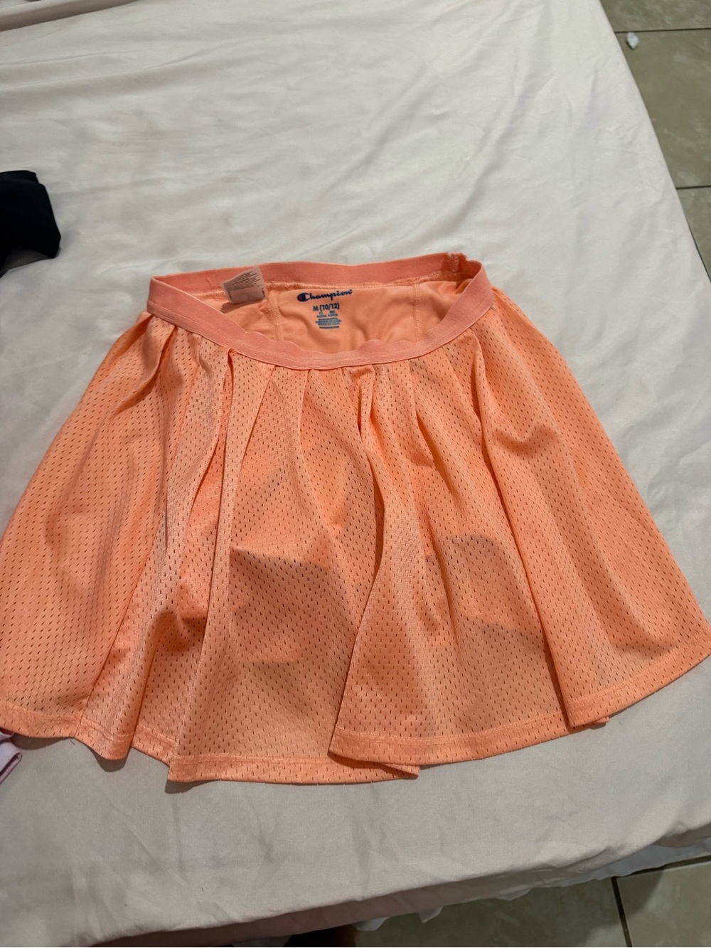 & Other Stories Peach Mesh Skater Skirt